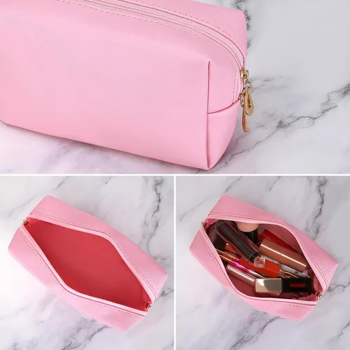 Miniatura 5 de HAOGUAGUA Bolsa de maquillaje para mujer, organizador impermeable de viaje, organizador de cosméticos para mujeres, tamaño mediano (rosa)