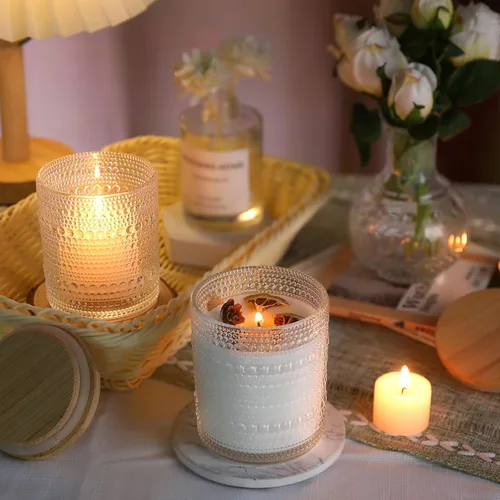 Miniatura 6 de DARJEN Paquete de 12 tarros de vela transparentes para hacer velas - tarros de vidrio vacíos de 8 onzas con tapas y etiquetas de bambú, suministros