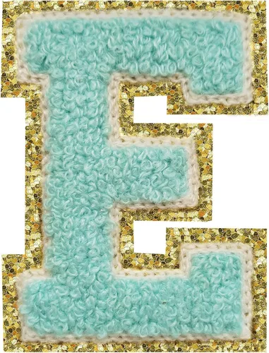 Miniatura 20 de SPRT - Parches de letras de chenilla universitaria con purpurina, parche de letras blancas para planchar con letras del alfabeto para disfraz