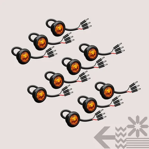 Miniatura 8 de TRUE MODS - 10 luces de marcador LED redondas de 3/4 pulgadas para remolque ámbar de 12 V [3 cables/DRL y señal de giro] [DOT FMVSS 108] [SAE P2PC]