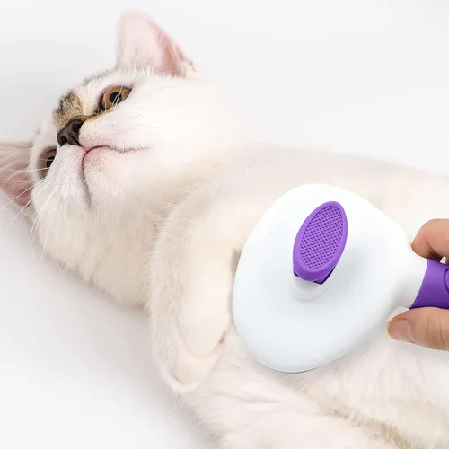 Miniatura 6 de Cepillos para gatos de interior, cepillo de perro para quitar con peine de metal para gatos, cepillo de pelo de mascotas autolimpiante con botón