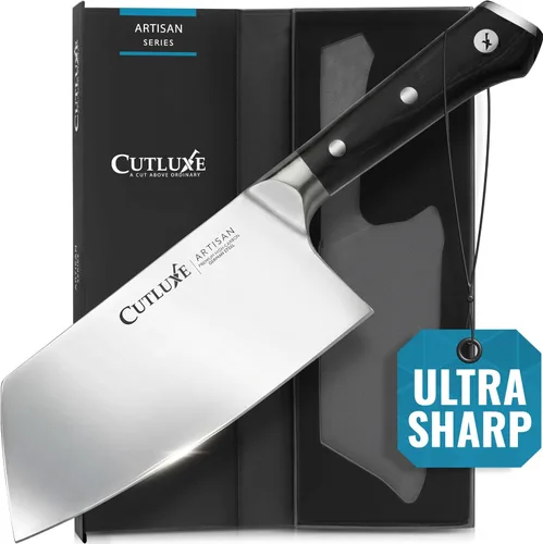 Cutluxe Cuchillo Hendedor de Carne - Cuchillo Hendedor de Carnicero Pesado de 7", Hoja de Acero Alemán Extremadamente Afilada, Espiga Completa,