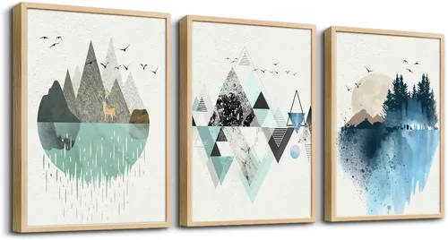 Miniatura 11 de Lienzo decorativo para pared de sala de estar, gran tamaño, geometría abstracta montaña durante el día, impresiones en lienzo para obras de arte
