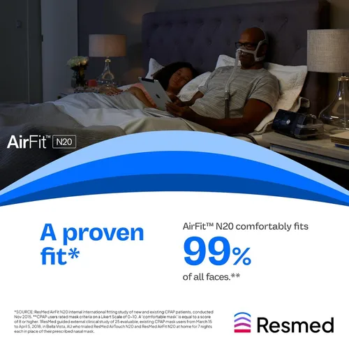 Miniatura 6 de ResMed Cojín AirFit N20 – Repuesto de cojín para mascarilla nasal CPAP – Diseño InfinitySeal – Silicona suave – Accesorios CPAP – Mediano
