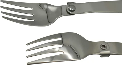 Miniatura 6 de Maydahui Tenedor de cuchara plegable portátil para acampar, 6 unidades, SUS 18/10 (304), tenedores de frutas plegables multifuncionales para viajes