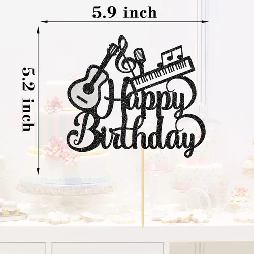 Miniatura 2 de Decoración para tartas de música y guitarra, piano de feliz cumpleaños, decoración de pastel para amantes de la música, suministros de fiesta