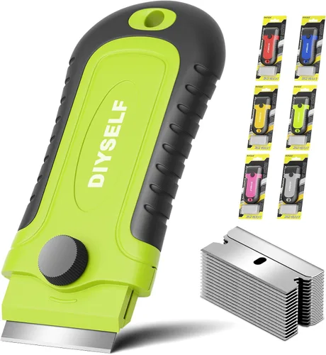 Miniatura 8 de DIYSELF 1 paquete de raspador de hoja de afeitar con 15 cuchillas adicionales, herramienta raspadora para limpiar ventanas, pintura, estufa, horno
