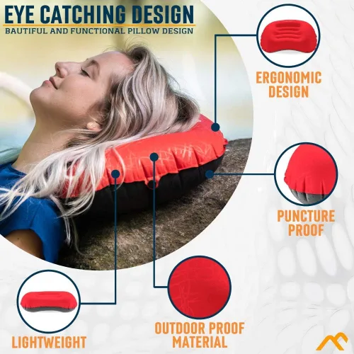 Miniatura 4 de Alpcour Almohada de camping – Almohada de dormir grande, inflable, ultraligera con diseño fácil de inflar, funda exterior impermeable suave y funda