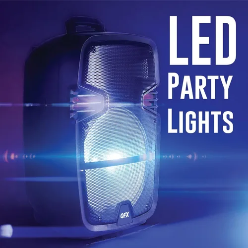 Miniatura 9 de QFX PBX-616SM - Altavoz recargable Bluetooth de 15 pulgadas con luces LED, micrófono y soporte, color negro