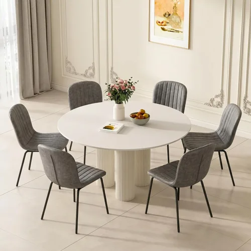 Miniatura 43 de Juego de Mesa de Comedor Redonda de 37 Pulgadas para 4, Moderno Juego de Café de Cocina de Círculo Pequeño para Apartamento, Sala de Estar, Oficina
