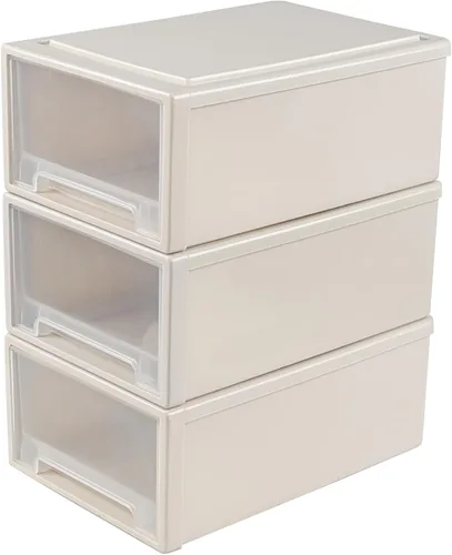 Cajones de almacenamiento apilables de plástico de 13 cuartos de galón, 3 paquetes, unidad de cajón de almacenamiento de plástico