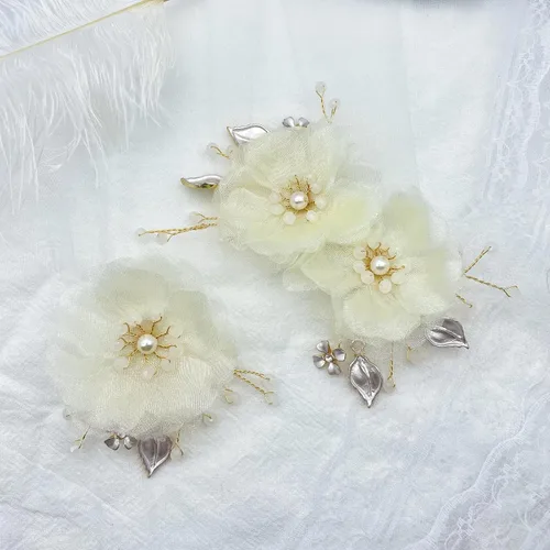 Miniatura 3 de Accesorios para el cabello nupcial hechos a mano con cuentas - Pinzas para el cabello y peines florales para mujer