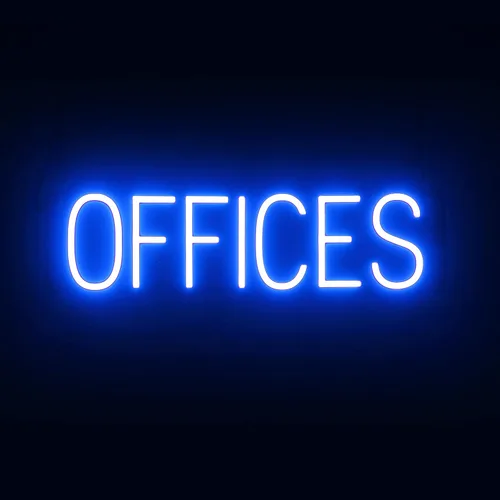 Miniatura 30 de SpellBrite Letrero de salida Señal direccional con aspecto de neón, fuente de luz LED azul 14.1 x 6.3 pulgadas