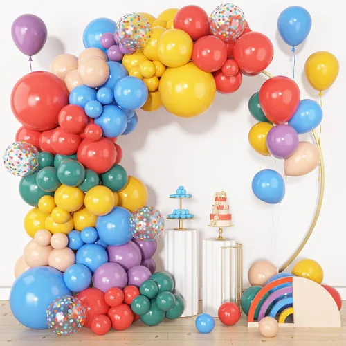 Miniatura 32 de Amandir Kit de arco de guirnalda de globos azul polvoriento, 153 piezas, diferentes tamaños de 18, 12, 10, 5 pulgadas, globos de látex azul blanco