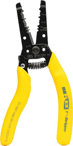 Miniatura 10 de Ideal Electrical 45-121 T-6 T-Stripper - 14-26 AWG, pelador de cables en T amarillo con agujeros en bucle, pinza con punta, apertura automática