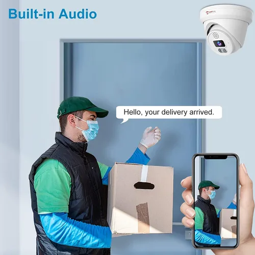 Miniatura 5 de Anpviz Cámara PoE IP 4K, cámara de seguridad PoE para exteriores con micrófono y altavoz incorporados, detección de vehículos humanos, visión