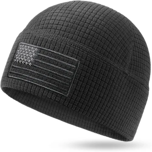 Miniatura 9 de OUTDOOR SHAPING Gorro de forro polar con bordado de bandera americana en cuadrícula, táctico, militar, gorra de cráneo del ejército