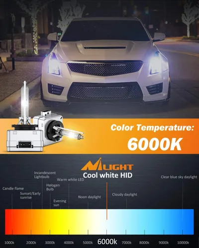 Miniatura 4 de Nilight Bombilla HID D1S para faros delanteros, 6000 K blanco diamante D1S bombilla súper brillante de haz alto bajo de xenón de repuesto para faros