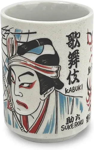 Taza de té japonesa - Cerámica 9 fl oz, Yunomi taza, sushi hecho en Japón (C3-16 Kabuki sukeroku)