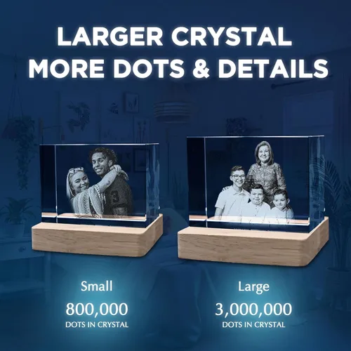 Miniatura 5 de Foto de cristal 3D personalizada Regalo de imagen de vidrio grabado con láser personalizado para papá, mamá, esposa, él, ella Ideal para boda