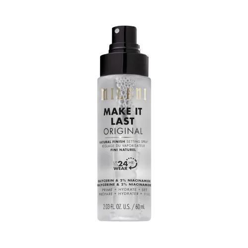 Milani Spray fijador + imprimación, Make It Last Original - Acabado natural con niacinamida para hidratación, spray fijador para maquillaje y base