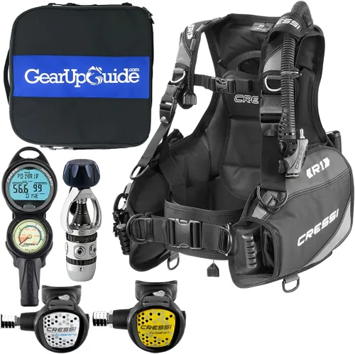 Cressi Paquete de equipo esencial de buceo completo con R1 BCD - Ordenador de buceo Donatello C2 - Juego de regulador compacto AC2 totalmente