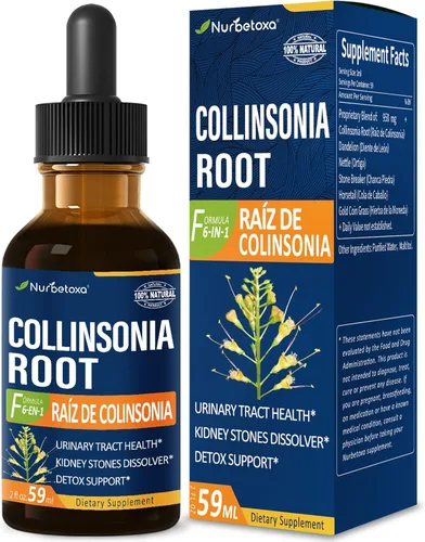 Collinsonia (raíz de piedra) Gotas para la salud del tracto urinario, suplemento de fórmula herbaria natural con rompepiedras extracto de piedra