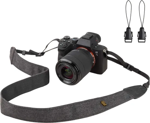Miniatura 9 de Correa de la cámara Correa de hombro de lona negra con hebillas de liberación rápida para DSLR SLR Correa de transporte ajustable del hombro