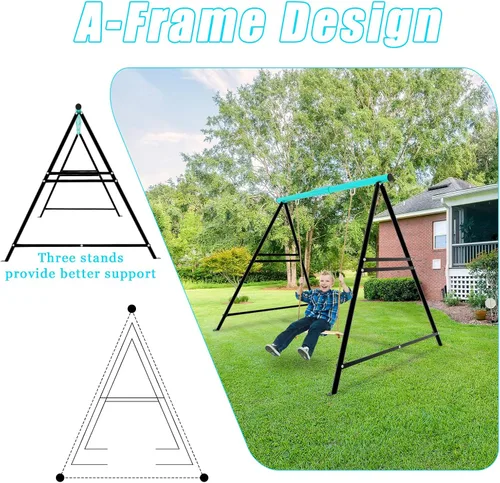 Miniatura 2 de Marco de columpio para porche, soporta hasta 550 libras, soporte sensorial con 3 barras laterales, juegos de columpios para patio trasero, patio