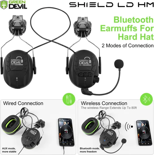 Miniatura 4 de GREEN DEVIL Orejeras de protección auditiva Bluetooth para casco de seguridad, accesorio montado en casco duro