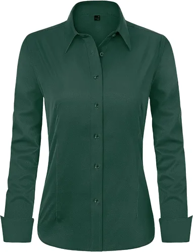 Miniatura 15 de J.VER - Camisas de vestir para mujer, diseño de manga larga, con botones, antiarrugas, blusa de trabajo unicolor