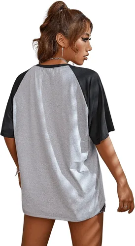 Miniatura 2 de Verdusa Camiseta casual de manga corta con cuello redondo de gran tamaño para mujer