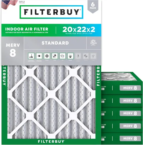 Miniatura 54 de Filterbuy Filtro de aire MERV 8 de 8 x 14 x 1 pulgadas para defensa contra el polvo y las alergias (paquete de 6), electrostático plisado HVAC