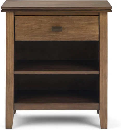 Miniatura 6 de SIMPLIHOME Mesita de noche artesanal de madera maciza de 24 pulgadas de ancho en marrón otoño, mesa auxiliar o auxiliar contemporánea con 1 cajón