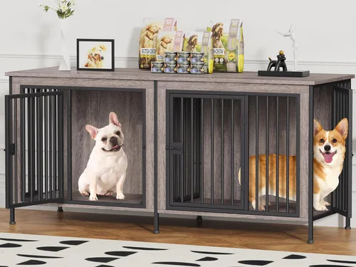 Miniatura 19 de EasyCom Mueble de jaula para perros para 1 o 2 perros, jaulas resistentes para perros individuales/dobles para perros pequeños, medianos y grandes