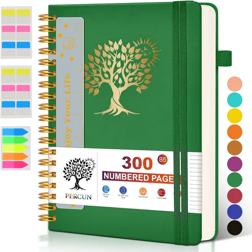 Miniatura 11 de Cuaderno grande en espiral para mujeres y hombres, 300 páginas rayadas numeradas, con rayas universitarias, cuaderno encuadernado en espiral de tapa