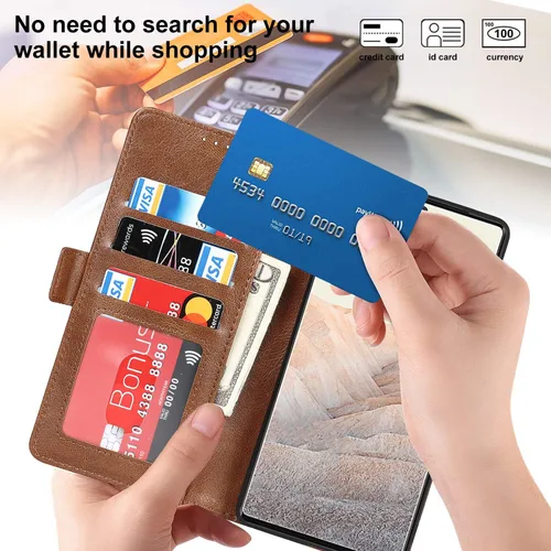 Miniatura 5 de Havaya Funda tipo cartera para Google Pixel 6 Pro con tarjetero para Pixel 6 Pro 5G, funda abatible con ranuras para tarjetas de crédito, piel