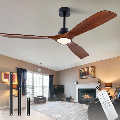 Miniatura 13 de QUTWOB Ventilador de techo de madera de 42 pulgadas con control remoto de luces, motor CC silencioso de 3 aspas para patio, sala de estar, Cuerpo