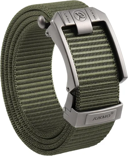Miniatura 15 de JUKMO Cinturón de trinquete para hombre, cinturón táctico de nailon con hebilla deslizante automática, ribete ajustable para adaptarse