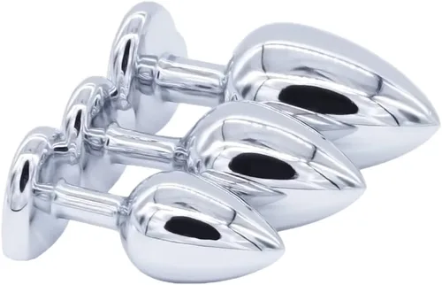 Miniatura 6 de Kit de entrenamiento anal tapón anal con diferentes tamaños, 3 piezas, juguetes sexuales anales con base de joyería en forma de corazón