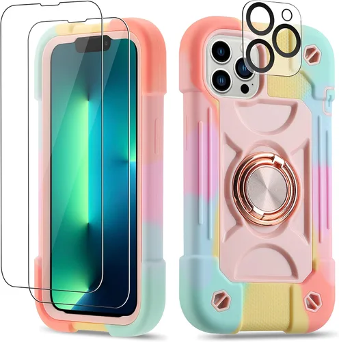 Miniatura 114 de Funda para iPhone 11 de 6.1 pulgadas con soporte de anillo, con 2 protectores de pantalla de vidrio, resistente a los golpes, resistente a