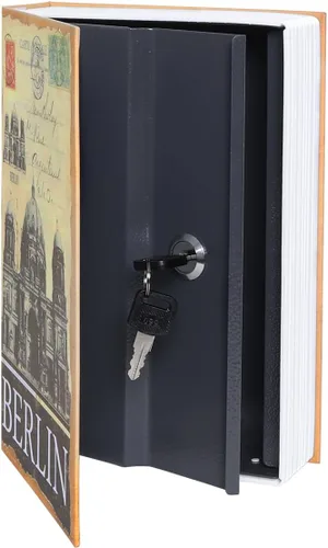 Miniatura 2 de Decaller Caja fuerte para libros con cerradura de llave, caja secreta de metal oculta para seguridad del hogar, dinero y joyas, 9.5 x 6.2 x 2.2
