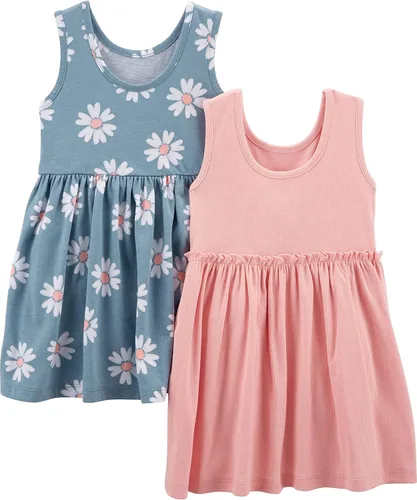 Miniatura 8 de Simple Joys by Carter's - Conjunto de vestido de manga corta y sin mangas para niña, paquete de 2