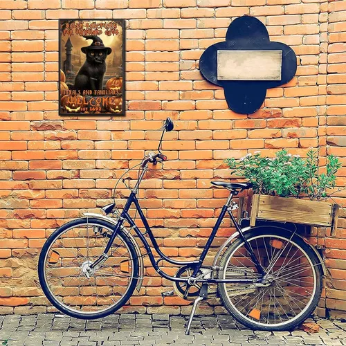 Miniatura 6 de Letrero decorativo de metal Salem Sanctuary for Wayward Cats Cat Halloween para bares, restaurantes, bares, hoteles, zoológicos, cafeterías, 8.00 x