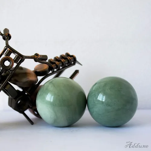 Miniatura 4 de Bolas de baoding verde oscuro mármol chino salud ejercicio masaje bolas aliviar el estrés ejercicio de la mano relajarse dedos regalo