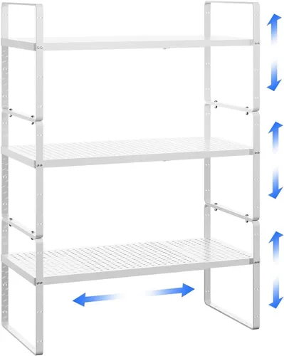 Miniatura 8 de Organizador de estantes ampliables de metal ajustable para especias, estantes de almacenamiento independientes para armario de cocina, debajo
