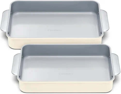 Miniatura 9 de Caraway Sartén rectangular de cerámica antiadherente de 9 x 13 pulgadas, revestimiento de cerámica naturalmente resbaladizo, no tóxico, libre