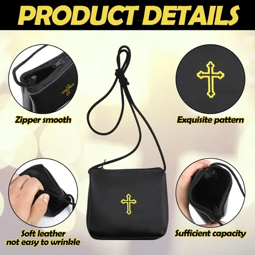 Miniatura 3 de Funda de cuero para Pyx, estuche de Pyx católico con correa para comunión, sacerdotes anfitriones, diáconos, regalos