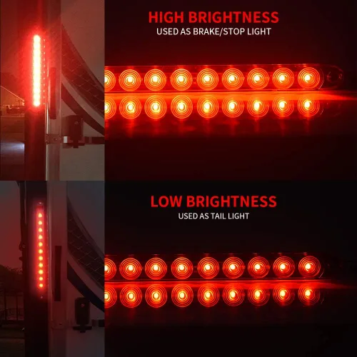 Miniatura 2 de MICTUNING 2 barras de luz LED rojas de 16 pulgadas, 11 luces LED para remolque, impermeables, selladas, luces direccionales, barra de freno, barra