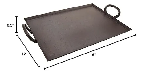 Miniatura 4 de G.E.T. SSTPD-1612-ANT - Bandeja otomana de metal resistente con asas, 16 x 12 pulgadas, bronce martillado